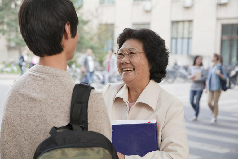 Professor with student