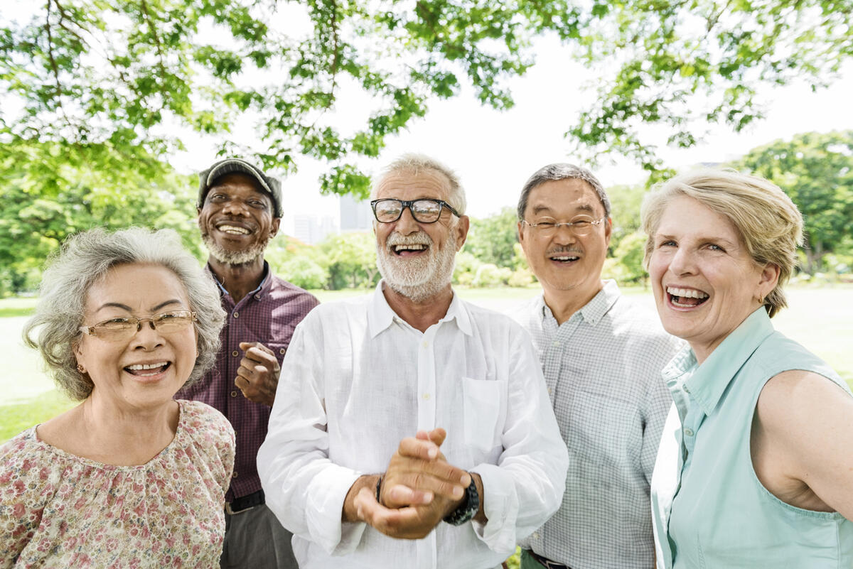 Group of mature adults enjoying the outdoors