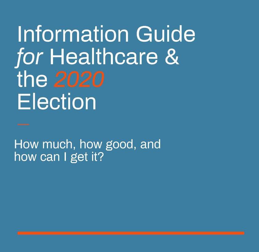 Cover page of the 2020 election guide on healthcare topics